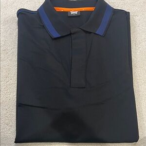 PXG Black Polo with Blue Collar and Orange Inner Trim